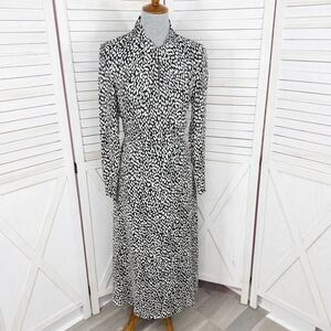 Judith‎ & Charles Printed Mock Neck Keyhole Rimini Midi Dress Black White 6